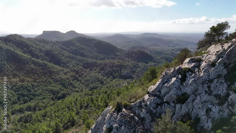 Majorca, Spain. Aerial Mediterranean Coastline And Mountains. Panorama View. Majorca, Spain. Aerial Mediterranean Coastline And Mountains. Panorama View.
