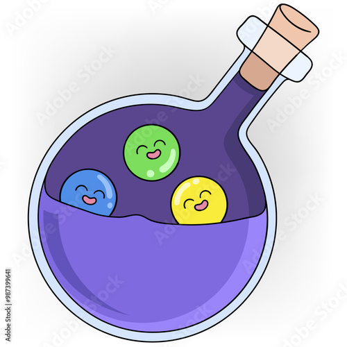 potion containing positive energy from happy and cute emoticons