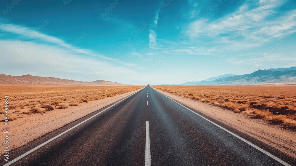 A long stretch of an empty highway, cutting through the desert landscape with a single car in the distance, symbolizing freedom and the adventure of a solo road trip. A long stretch of an empty highway, cutting through the desert landscape with a single car in the distance, symbolizing freedom and the adventure of a solo road trip.