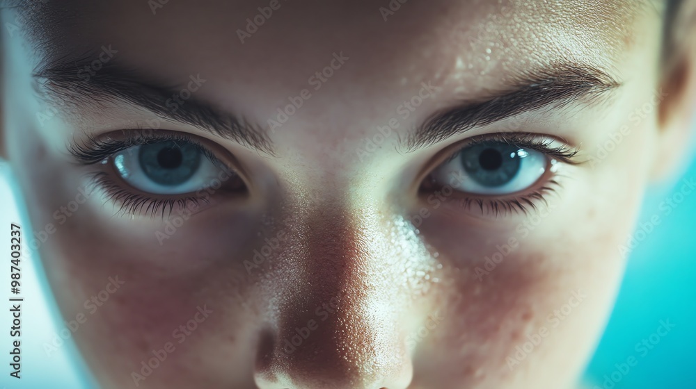 Fototapeta premium A close up of a person's eyes, staring directly at the camera.
