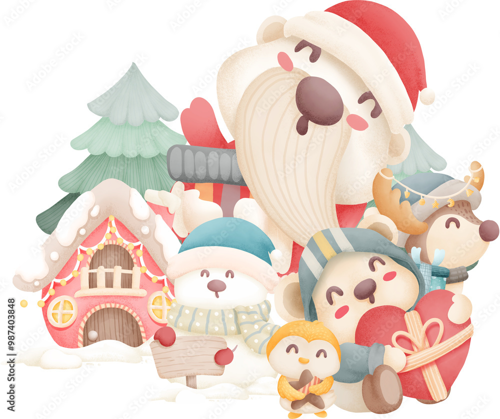 Fototapeta premium christmas day watercolour element