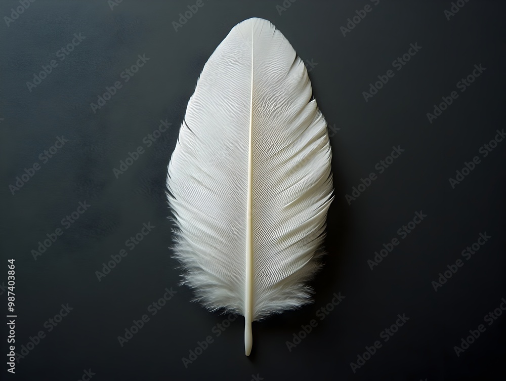 Elegant White Feather on Classic Black Background Elegant White Feather on Classic Black Background