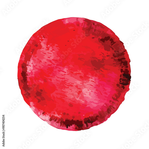Red watercolor circle stain paint brush. Grunge red watercolor texture blob label ink round vector background
