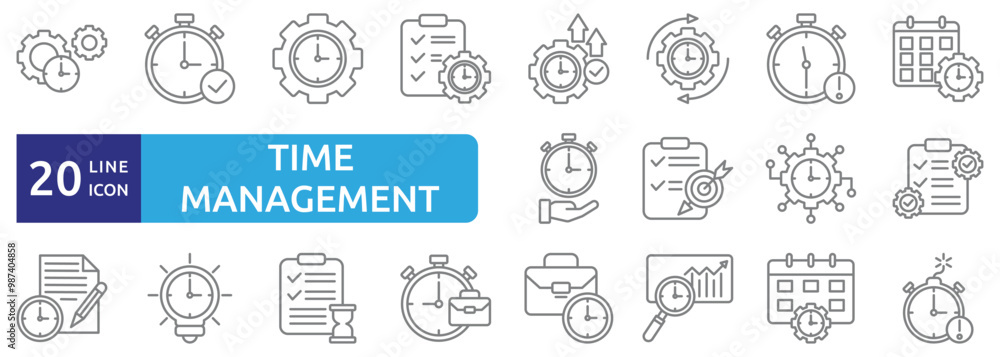 Time management icon set Time management icon set