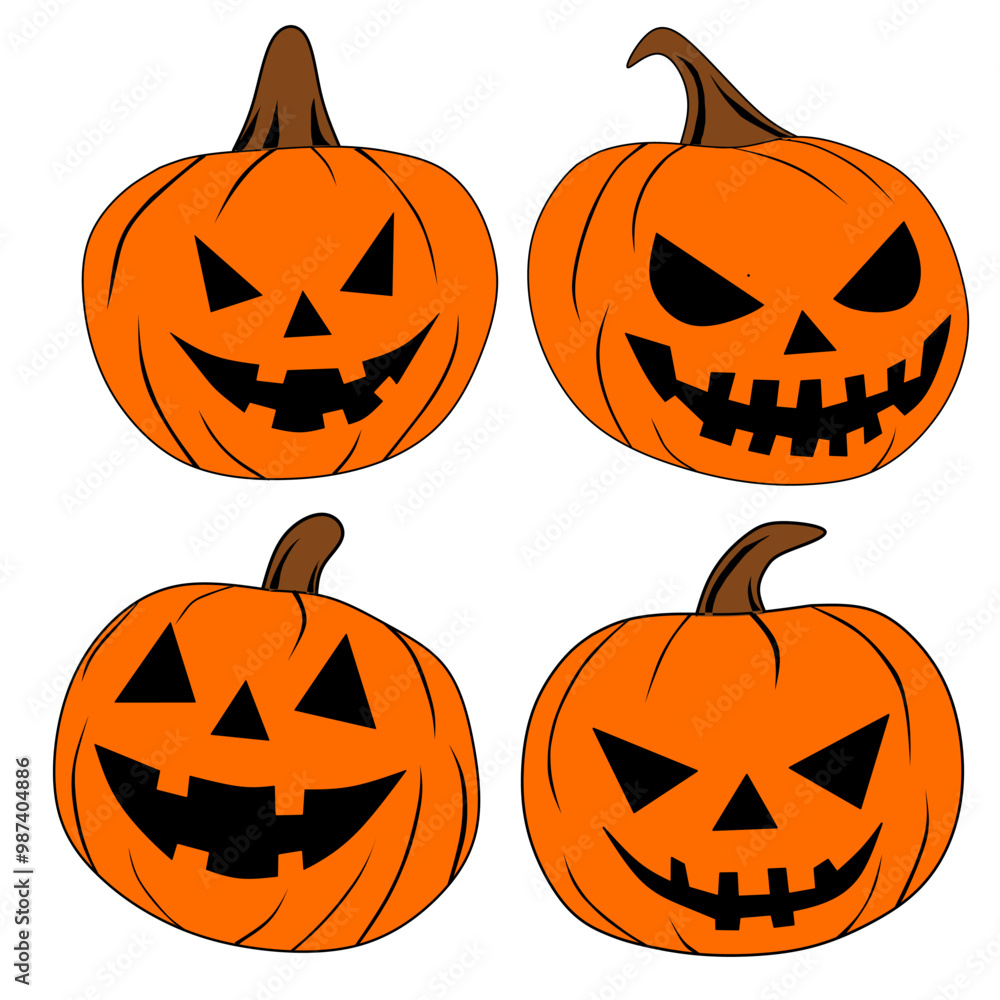 Pumpkin icon set for halloween day Pumpkin icon set for halloween day