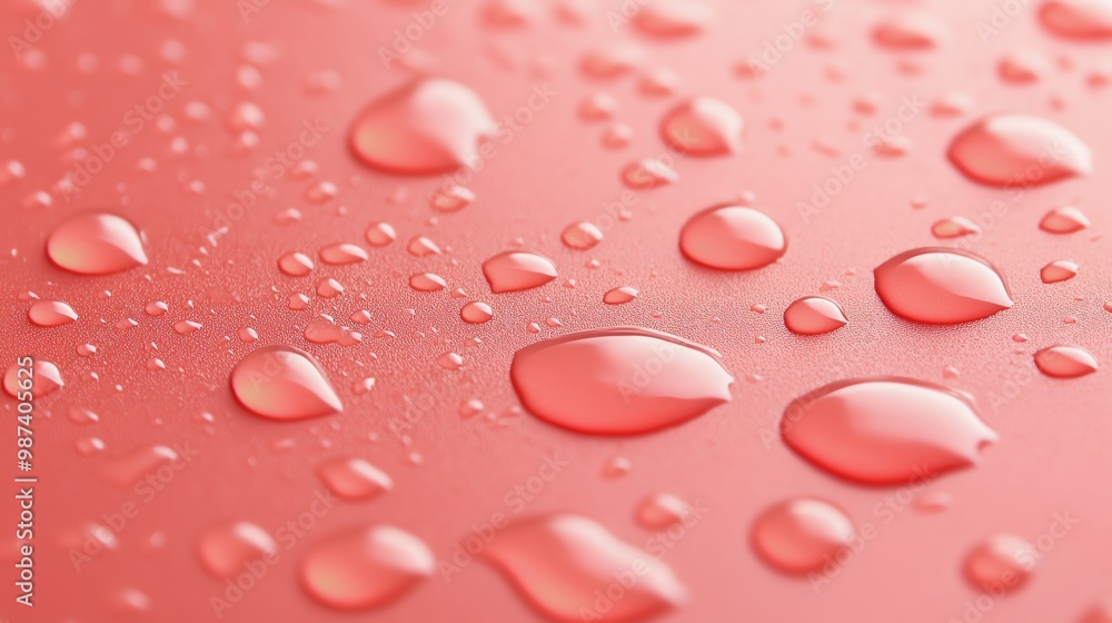 Water droplets on a red surface. Water droplets on a red surface.