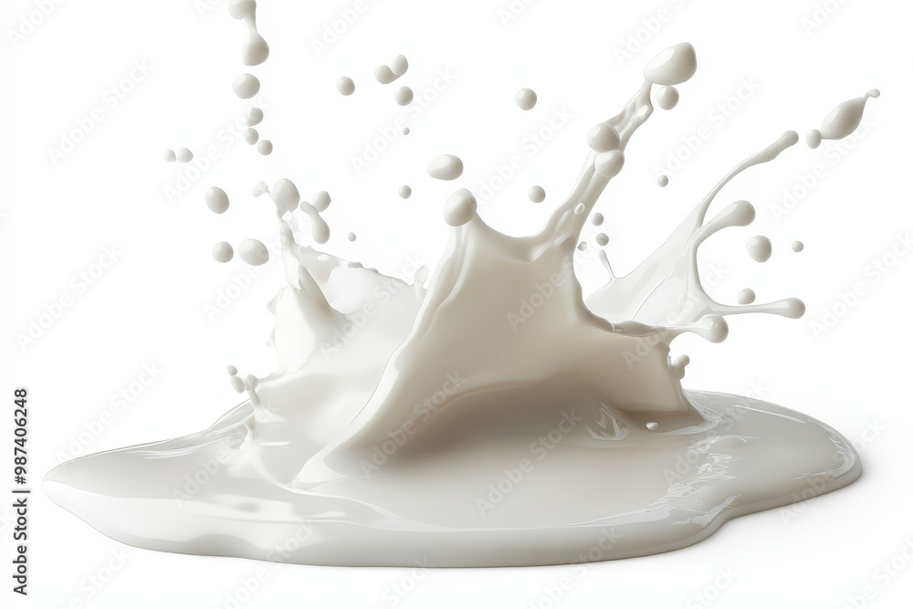 Isolated Milk Splash on White Background