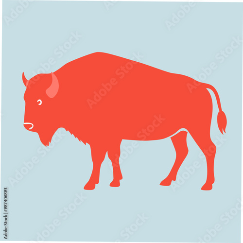 A detailed vector illustration of the Canadian Giant Bison, showcasing its massive stature and distinctive features, perfect for wildlife art, nature-themed designs, and educational projects.