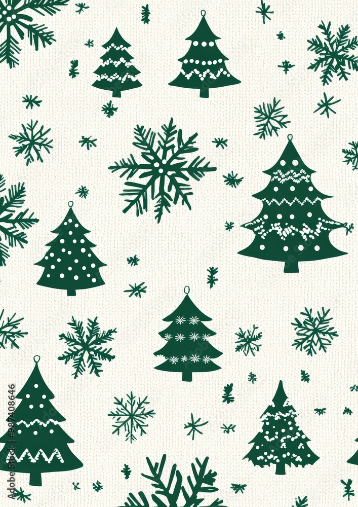 Green Christmas trees & snowflakes Green Christmas trees & snowflakes