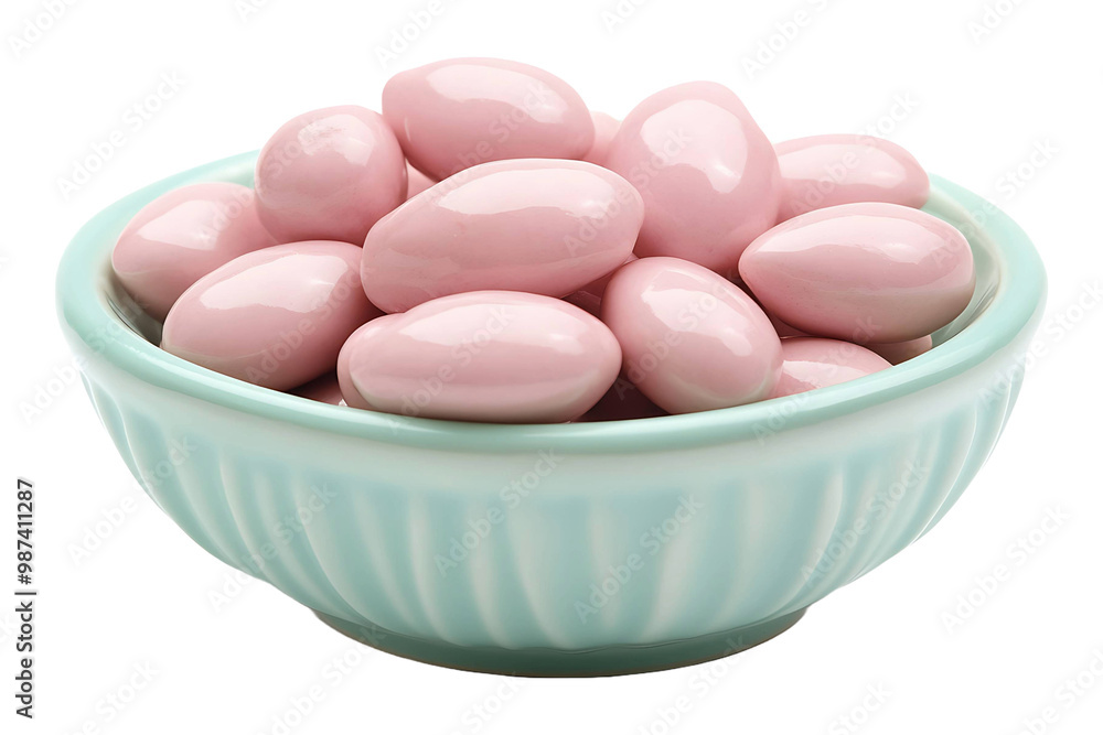 Jordan almonds in a candy dish isolated on transparent background. Jordan almonds in a candy dish isolated on transparent background.