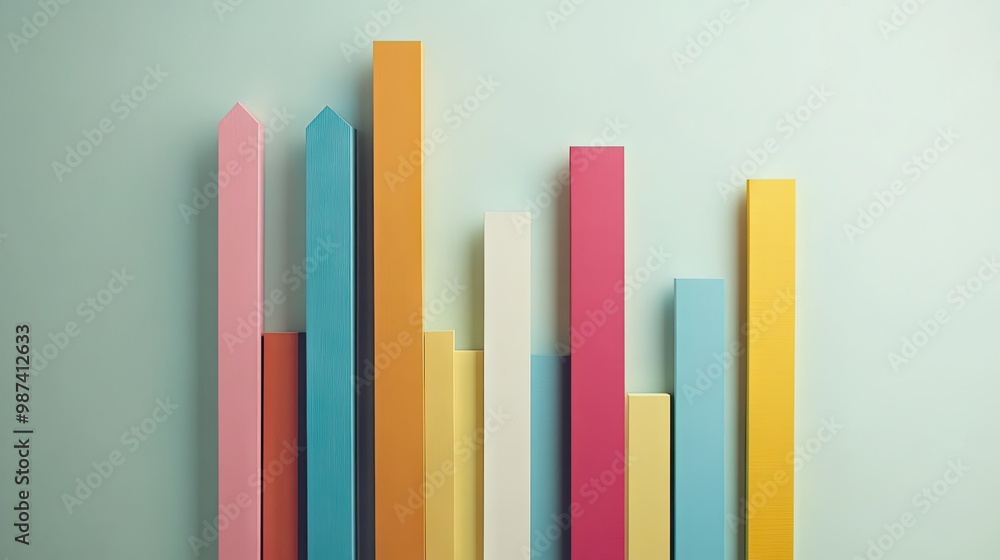Top view of a bar graph with various bar heights and a wide open space on the left side for adding titles or annotations. Top view of a bar graph with various bar heights and a wide open space on the left side for adding titles or annotations.