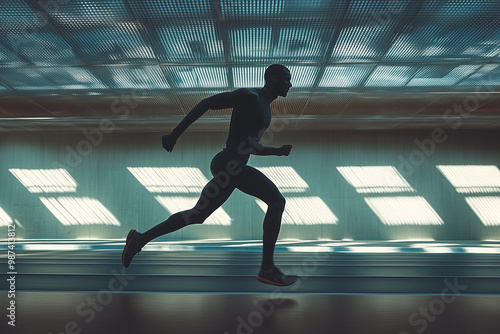 Side view of athlete running photo