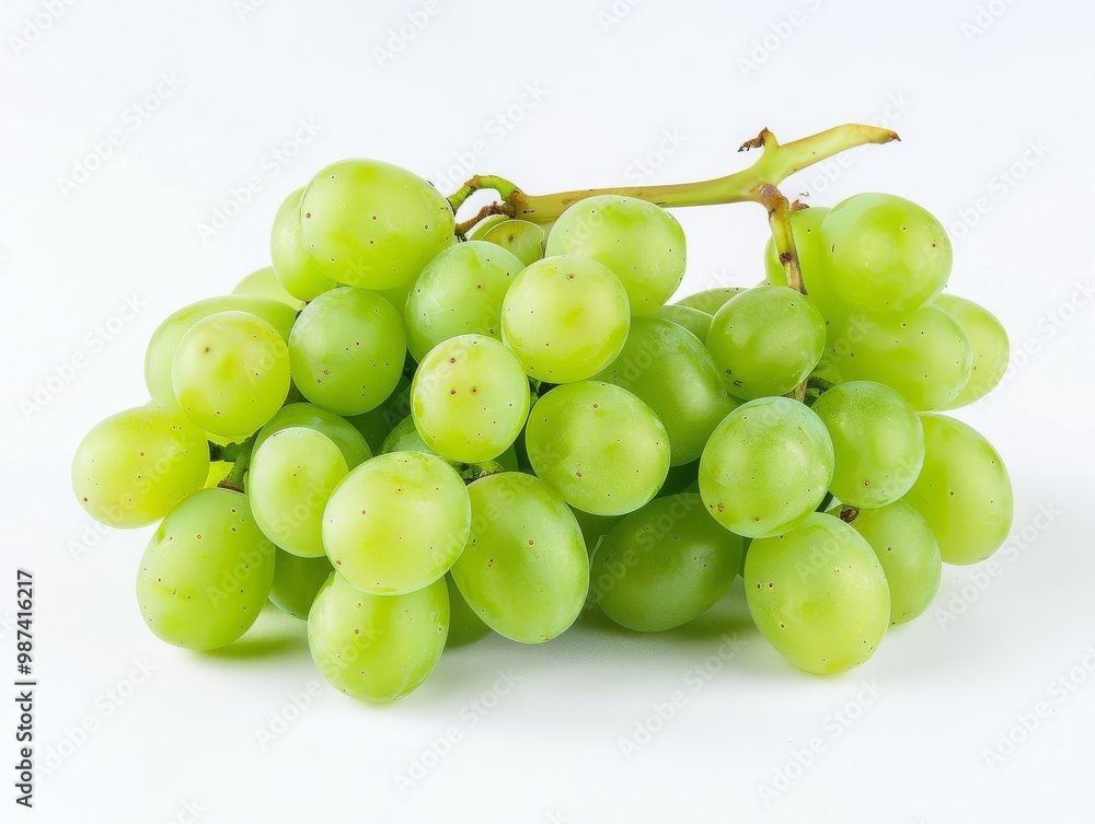 A bunch of green grapes on a white background A bunch of green grapes on a white background