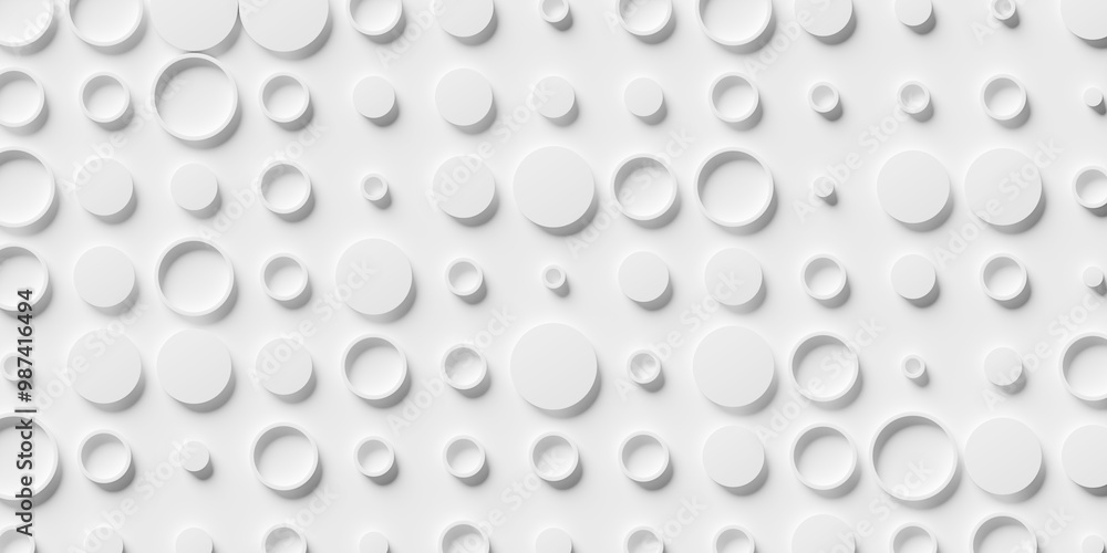 Randomly scaled white circle or cylinder with some open background wallpaper banner pattern Randomly scaled white circle or cylinder with some open background wallpaper banner pattern