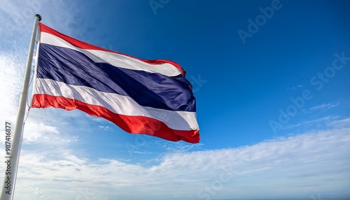 タイの国旗(waving national flag of Thailand.)
 photo