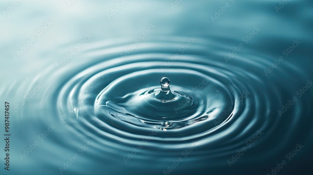 Top view of a large water droplet with ripples, with a soft-focus background providing plenty of space for copy or logos. c37a57a0b02c Top view of a large water droplet with ripples, with a soft-focus background providing plenty of space for copy or logos. c37a57a0b02c