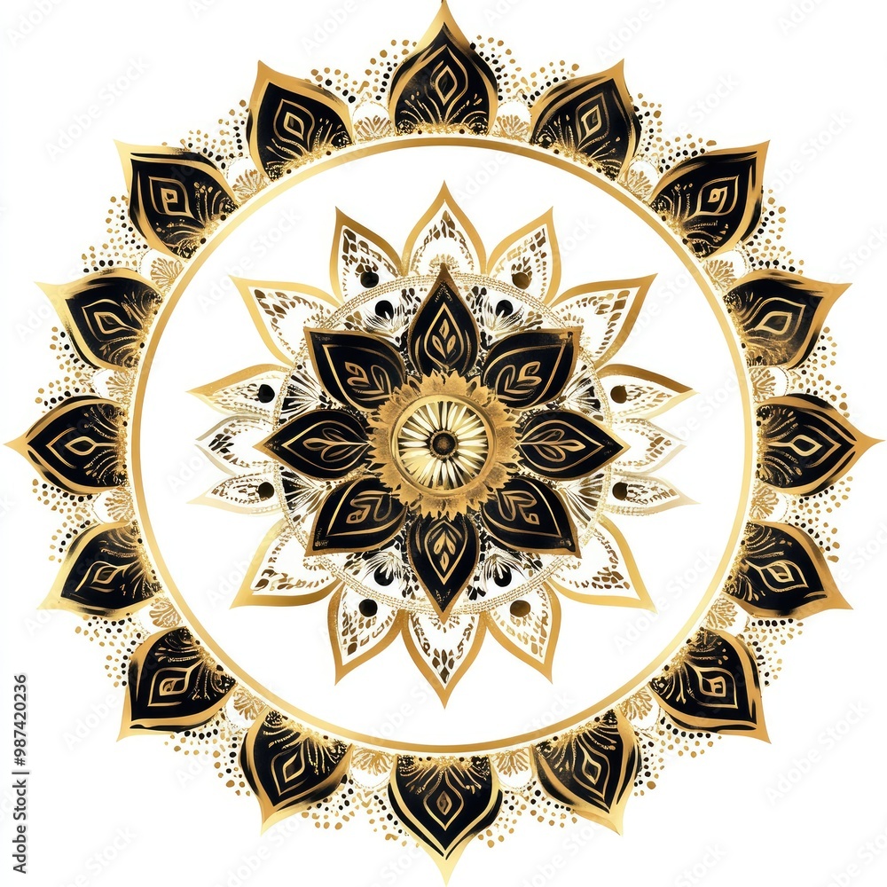 Obraz premium A vintage classic floral design with a round frame featuring a retro circular ornate border 
