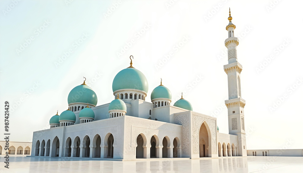 Fototapeta premium modern mosque white background 1