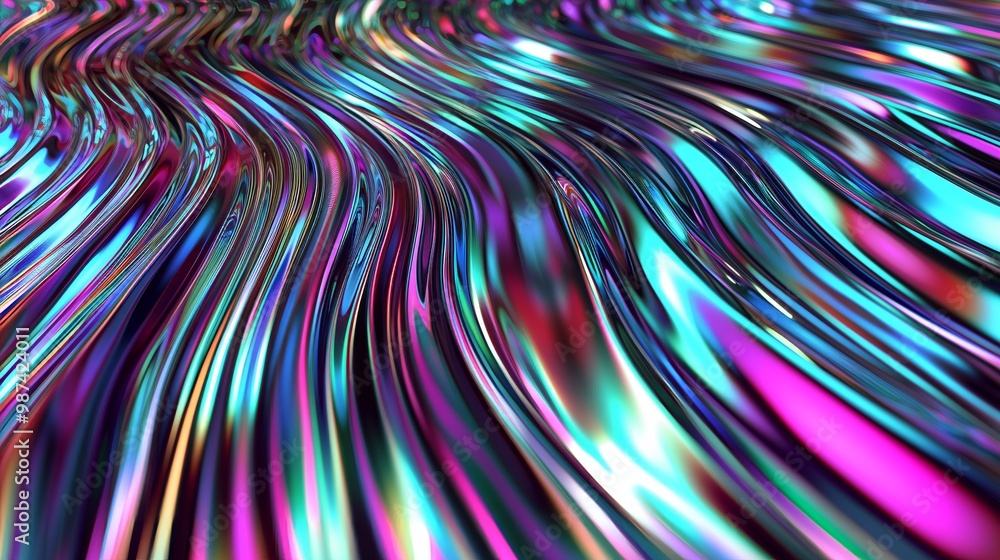 Abstract glossy waves with vibrant hues of blue, purple, and pink. Abstract glossy waves with vibrant hues of blue, purple, and pink.