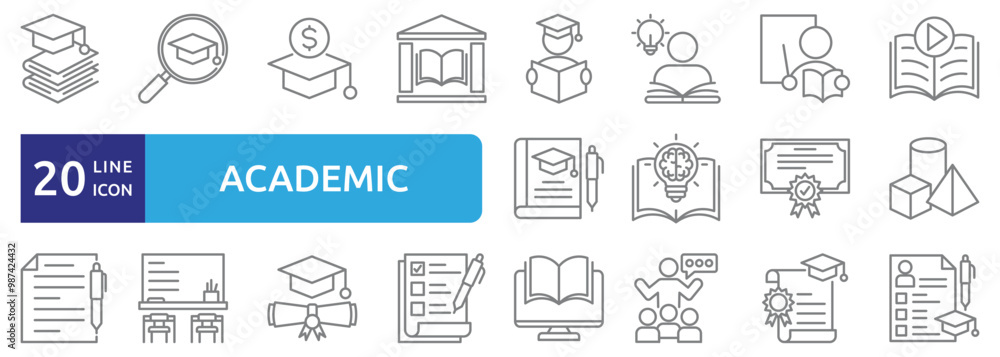 Academic icon set Academic icon set