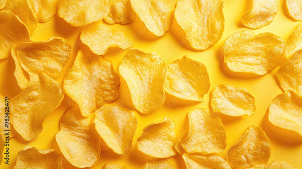 Delicious potato chips forming a textured background Delicious potato chips forming a textured background