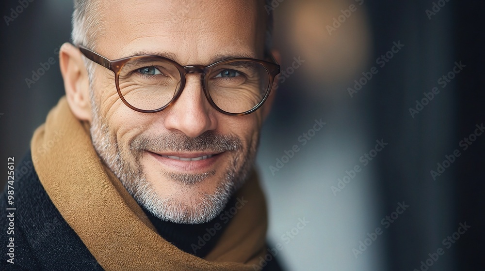 A smiling mature man wearing glasses, embodying wisdom and experience A smiling mature man wearing glasses, embodying wisdom and experience