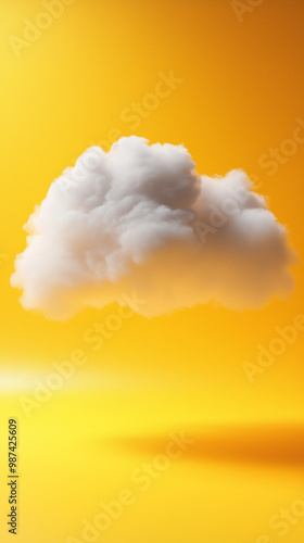 A realistic cloud on yellow limbo background