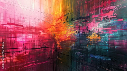 data-driven future, modern art, in colors of hope