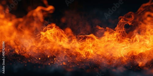 Wallpaper Mural Dynamic Flames with Vibrant Orange and Yellow Hue Torontodigital.ca