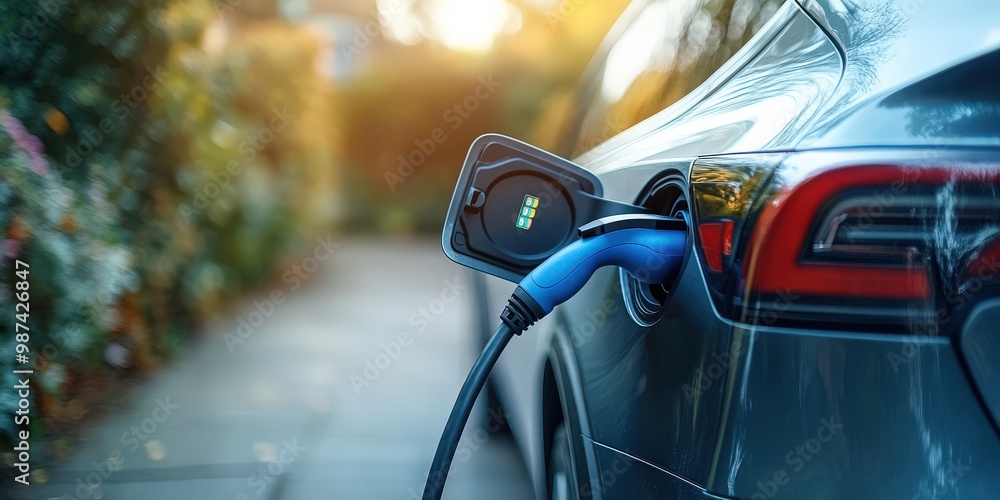 Electric Car Charging in Nature Setting Electric Car Charging in Nature Setting
