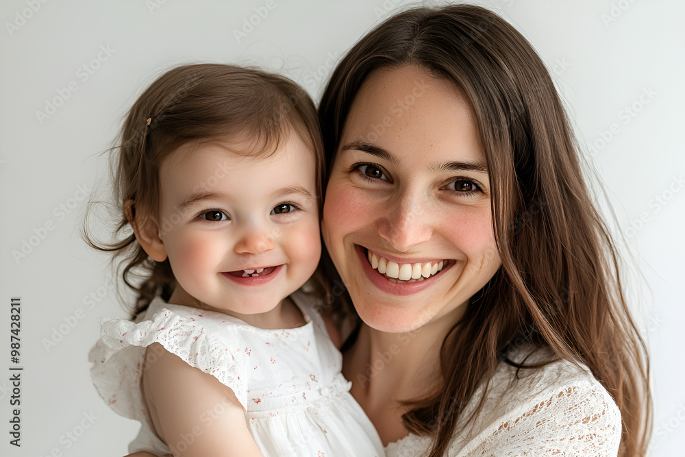 Mother and toddler daughter smiling with joy while holding each other Mother and toddler daughter smiling with joy while holding each other