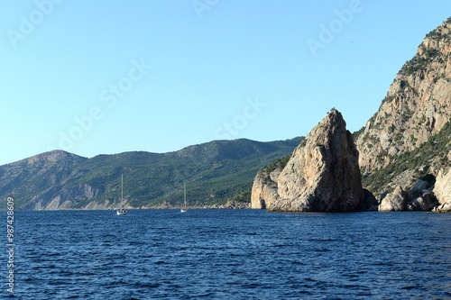 Yachts at Cape Aya, Balaklava neighborhood, Sevastopol, Crimean Peninsula photo