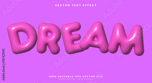 Cute Dream 3D inflated editable text effect Template