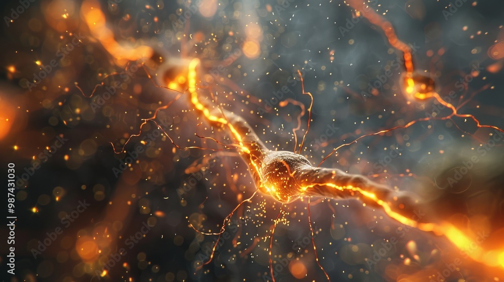 A close-up of brain cells in action, illustrating neural transmission and synaptic activity A close-up of brain cells in action, illustrating neural transmission and synaptic activity