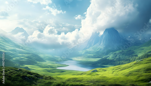 Stunning panorama Landscape Wallpaper with Ample Space for Text - Perfect for Custom Designs, photography, travel dreams