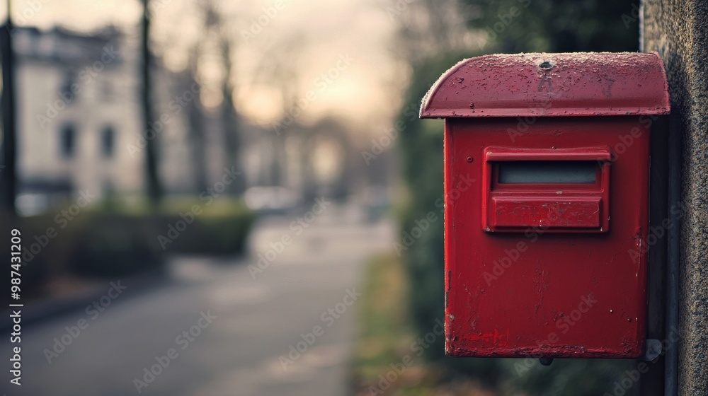 a red mailbox of house complex a red mailbox of house complex
