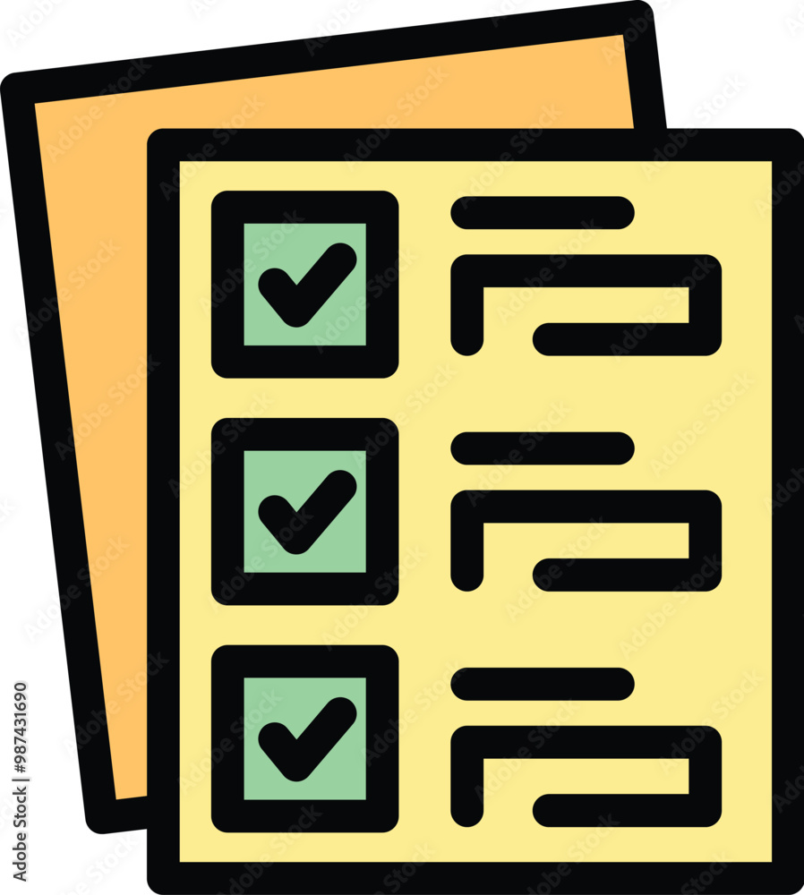 Checklist icon representing the successful completion of tasks, with check marks in boxes Checklist icon representing the successful completion of tasks, with check marks in boxes