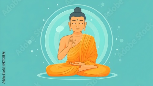 Wallpaper Mural Peaceful Buddha Seated in Lotus Position with Hands in Unity Gesture Flat Design Spiritual Depicting Mindfulness Enlightenment and Inner Peace Torontodigital.ca