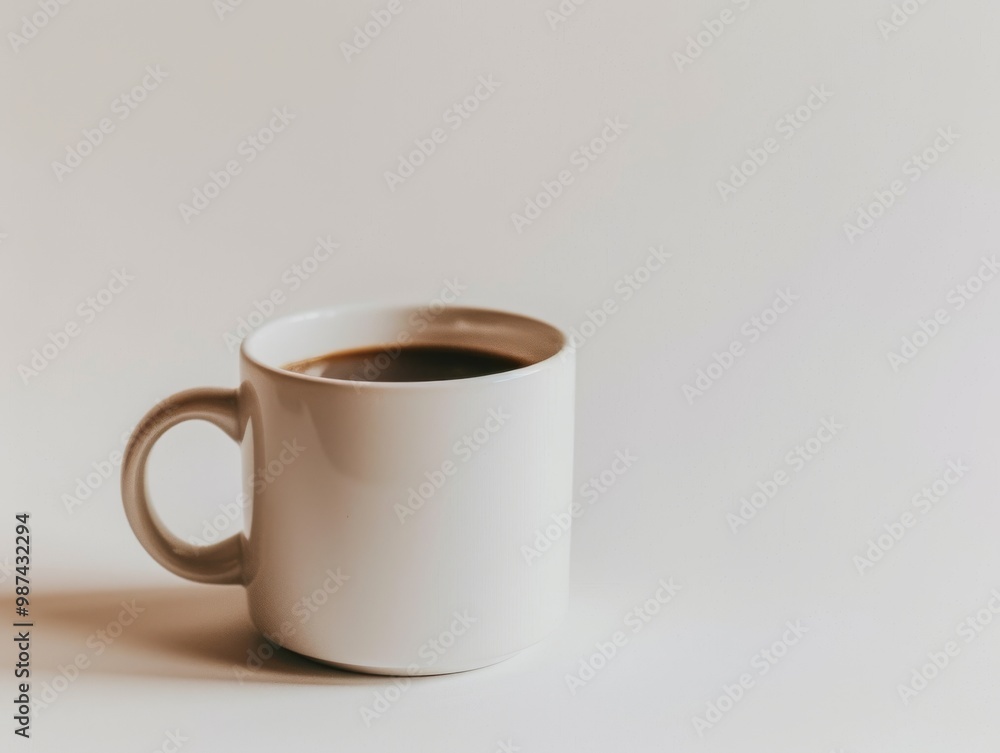 A freshly brewed espresso in a small white cup, isolated on a white background A freshly brewed espresso in a small white cup, isolated on a white background