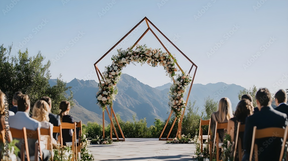 Geometric wedding arch featuring clean lines and angular patterns ...