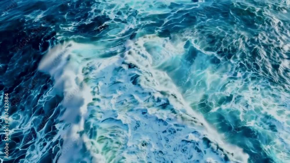 Aerial view of turbulent ocean white water and waves background, extreme weather patterns and ocean swells, ocean background Aerial view of turbulent ocean white water and waves background, extreme weather patterns and ocean swells, ocean background