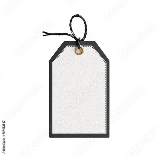 Blank tag design for labeling or branding purposes, featuring leather like texture