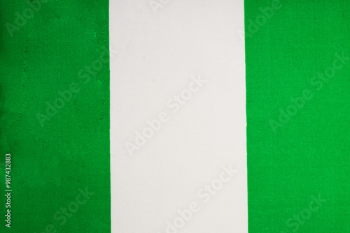 National flag of the state of Nigeria close-up. State background. photo