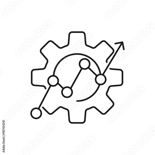 black thin line gear like insight or metric icon. flat linear trend modern stroke fin tech logotype graphic web art design element isolated on white background. concept of manufacturing or methodology