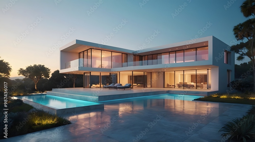 Modern and Contemporary Facade, Luxury Exterior Design, Detailed Design, Lighting, Modern and Contemporary Facade, Luxury Exterior Design, Detailed Design, Lighting,