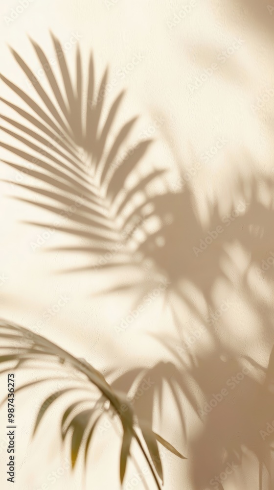 Fototapeta premium Palm leaf shadows on wall