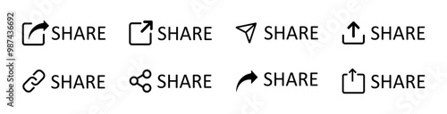 Share icon button set. Share icon set isolated on white background. Social media share icon button uses for app and website. Vector illustration.