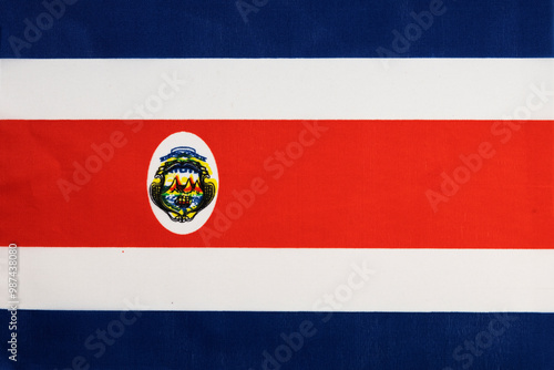 National flag of the state of Costa Rica close-up. State background.