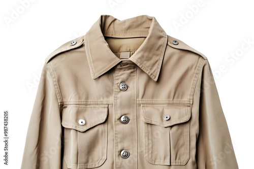 Cotton men's jacket khaki on white background See portfolio for other clothing fashion clothes isolated on white background