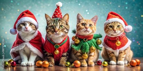 Adorable cats in creative costumes showcasing playful themes for festive and fun photography ideas photo